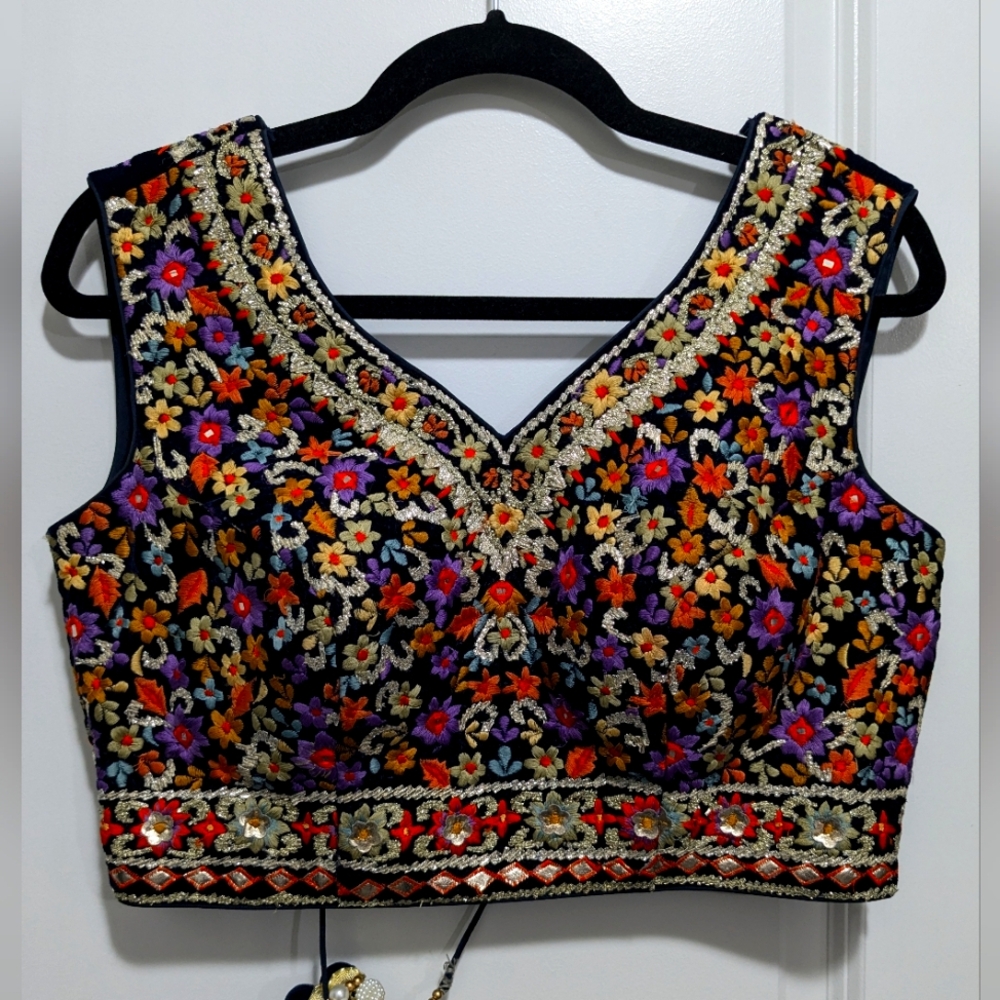 Embroidered Velvet Lehenga